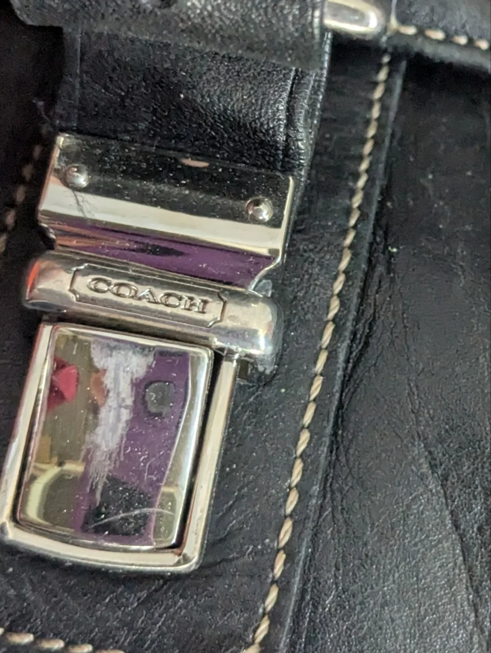 Coach Black Leather Laptop Messenger Bag with Silver Hardware E0993 70095